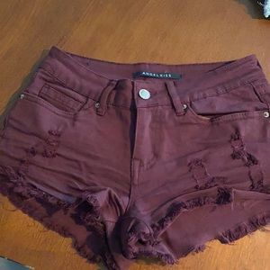 Maroon jean shorts